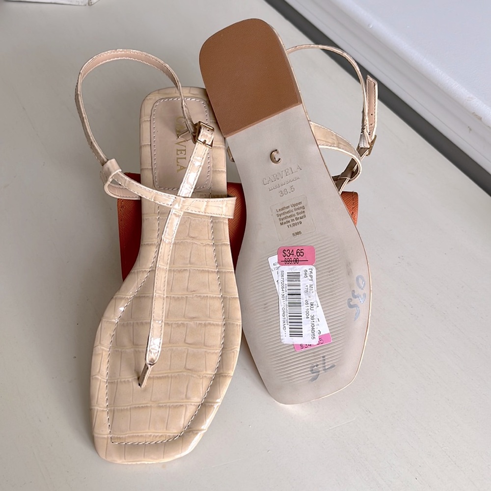 CARVELA Kase croc-embossed leather Women's sandals EUR Size 38.5 / US Size 8